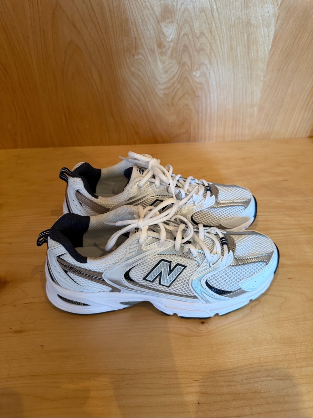 New Balance White and Gray Athletic Sneakers